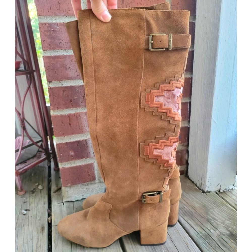 Gianni Bini Southwestern Boho Leather Knee High Boots